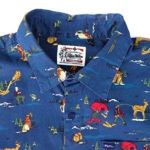 Father Nature Novelty Shirt Sasquatch Bears Beer Flannel Camp Nature Animals L